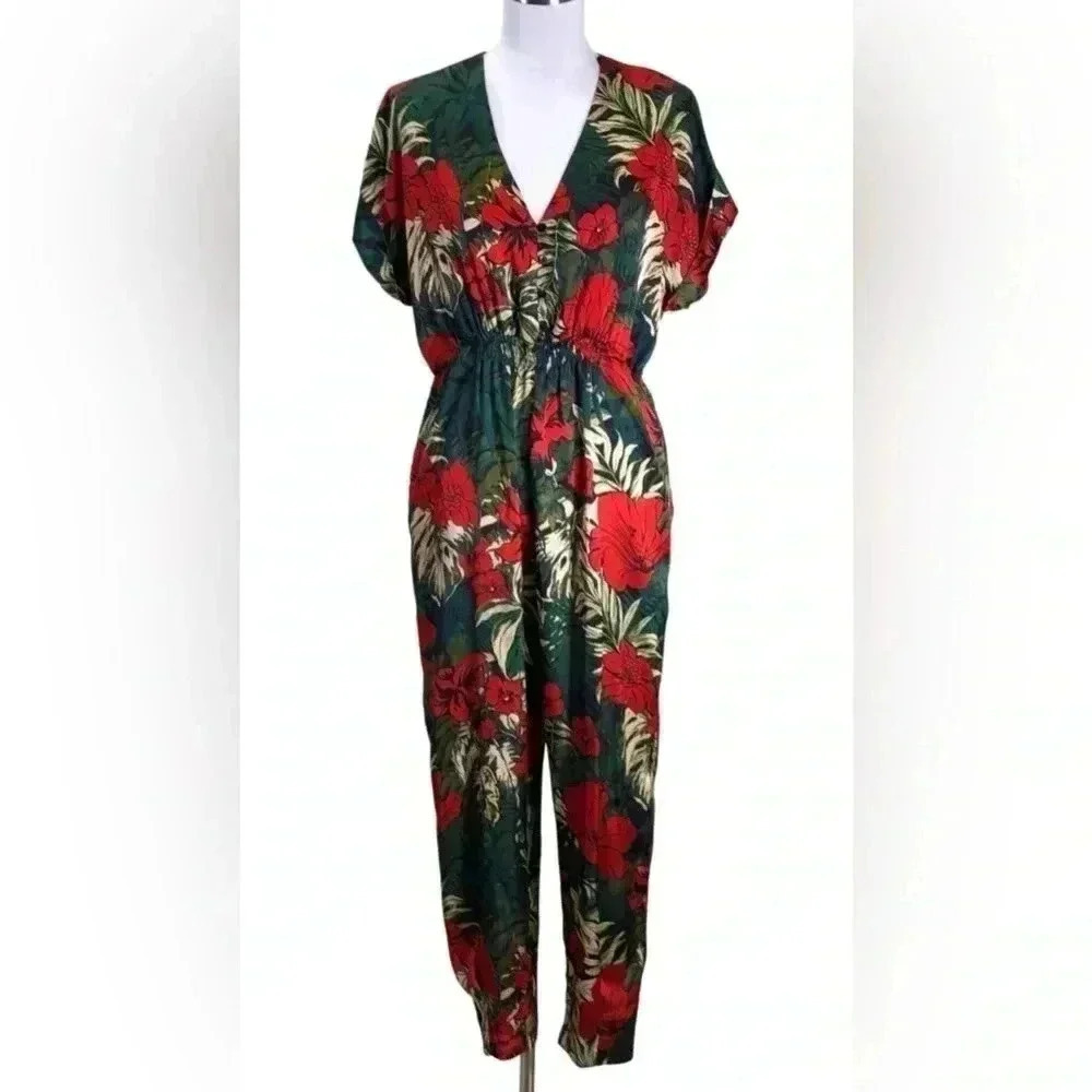 ZARA Women’s Floral Jumpsuit  - Size XL